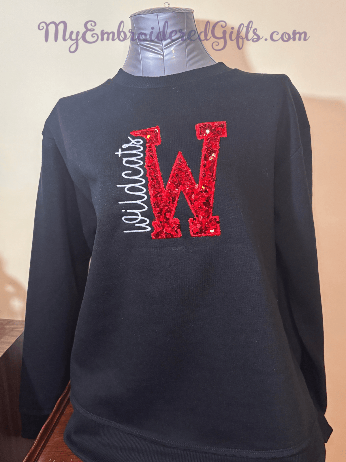 Wildcats Sequin Applique Sweatshirt - myembroideredgifts-com - LAT