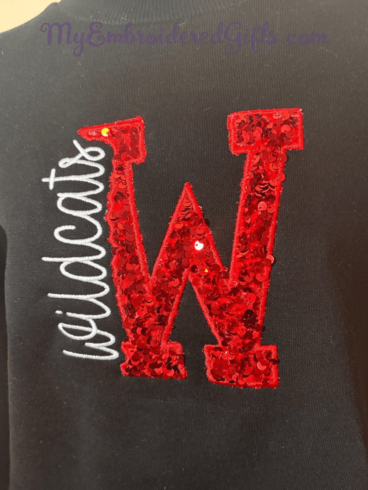 Wildcats Sequin Applique Sweatshirt - myembroideredgifts-com - LAT
